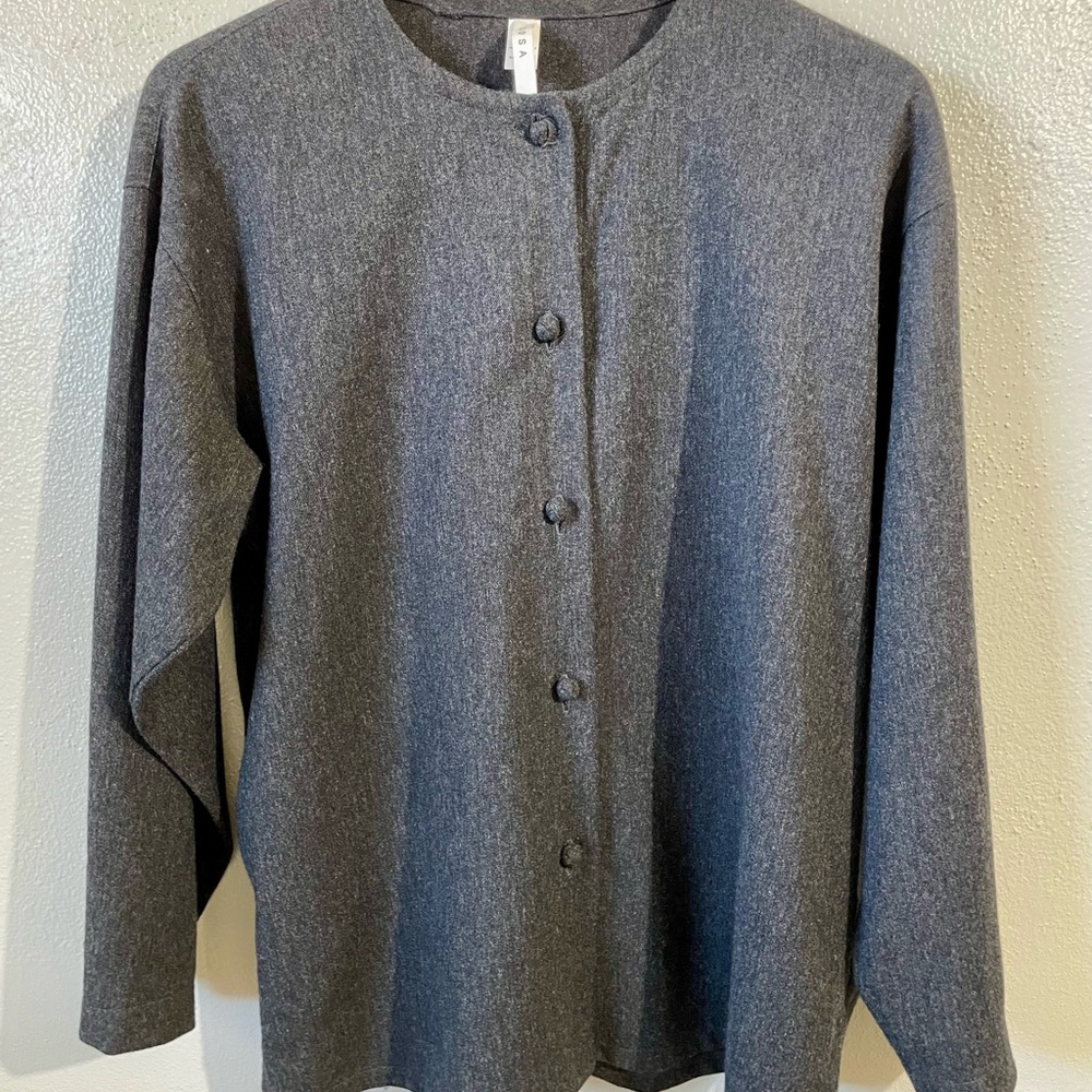 Dosa Gray Wool Blend Blazer Jacket Button Long Sleeve Small USA Artisan Classic